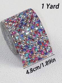 1Yards Glitter Crystal Rhinestone Ribbon, Polychrome Glass Gems Rhinestone Tape For Room Decoration DIY Crafts,Crystal Trim Self Adhesive, Diamond Ribbon Sticker For Sparkling Rhinestones Used For , Fabrics, Cars, Clothing, Bottles, Cakes, Mobile Phones, Birthdays, Wedding Home Decorationdecorations - Multicolor - View 12