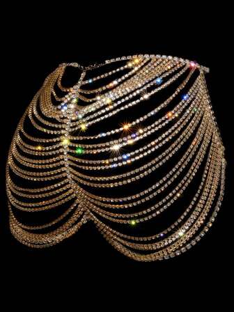 时尚配饰性感镂空水钻半身裙欧美流苏全钻夜店身体链女式身体链