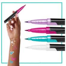 TYUI BIC BodyMark Party Pack Temporary Tattoo Marker For Skin Premium Brush Tip Gifts For Teens 4 Count Pack - Xanh hồng tím trắng - Xem 4