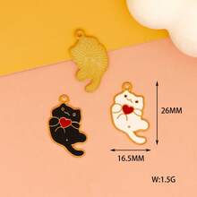 10pcs Cute Animal Zinc Alloy Oil Drop Cat Pendant, DIY Jewelry Accessories, Hair Accessories, Keychain, Earrings And Necklace Charm