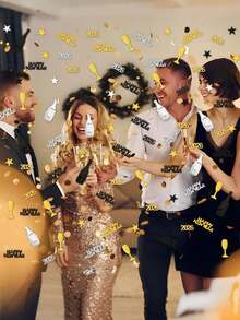 2026 New Years Confetti,Shinny Metallic 2026 Happy New Year Stars Bottles Mixed Confetti,New Years Eve Decorations,Throwing Props, Happy New Year Confetti, Party Decoration, Table Decoration,For Tables 2026 New Year Decorations New Years Eve Party Supplies,Silver Black Gold