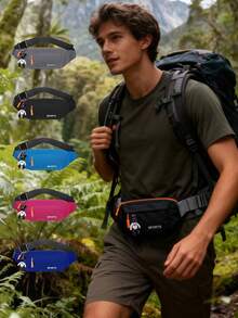 男女通用大号斜挎腰包，大号腰包/臀包，男女通用斜挎包/腰包，带3个拉链口袋、可调节肩带、小熊图案配件，适合户外运动、旅行、休闲跑步、徒步骑行等场合，解放双手，可装下所有手机，圣诞礼物 - 彩色 - 查看 3