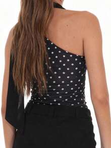 Women's Halter Tank Tops With Scarf Stylish Solid Color Casual Slim Fit Vest For Summer And Spring - 黑色 - 查看 2