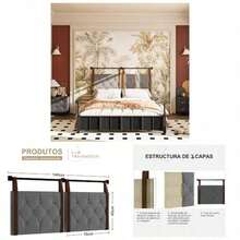 Cabecera con Tapizado, Cabecero de Pared, Cabecera Matrimonial Tapizada, El Tamao 140 * 45 * 5. Gris - Gris - Ver 1