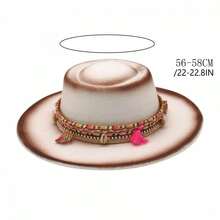 Women Fedora Hat Wide Brimmed Fashion Colorful Rope Decorated Woolen Top Hats For Party Special Occasion