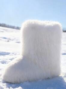 New Winter Warm Plush Faux Fur Snow Boots For Women - Dark Grey & Brown & Black Ankle Booties With Soft Lining, Cozy Slip-On Design For Cold Weather Outdoor & Indoor Wear Unisex Short Ankle Faux Raccoon Fur Snow Boots - Solid Classic Color, Super Smooth Fur Touches The Ground, Perfect For Christmas & Halloween, Y2K Style! Y2K Fashion Men's & Women's Snow Boots - Faux Raccoon Fur, Silky Smooth Floor-Reaching Fur, Solid Classic Shade, Ideal For Christmas & Halloween! Short Ankle Unisex Snow Boots With Faux Raccoon Fur - Solid Classic Color, Ultra-Smooth Fur Hits The Ground, Must-Have For Christmas & Halloween, Edgy Y2K Vibe! Christmas & Halloween Essential Faux Raccoon Fur Snow Boots (Unisex) - Solid Classic Hue, Smooth Fur Touches The Floor, Stylish Y2K Look! Y2K Short Ankle Snow Boots For Men & Women - Faux Raccoon Fur, Super Smooth Floor-Length Fur, Solid Classic Color, Great For Christmas & Halloween Celebrations! - trắng - Xem 1