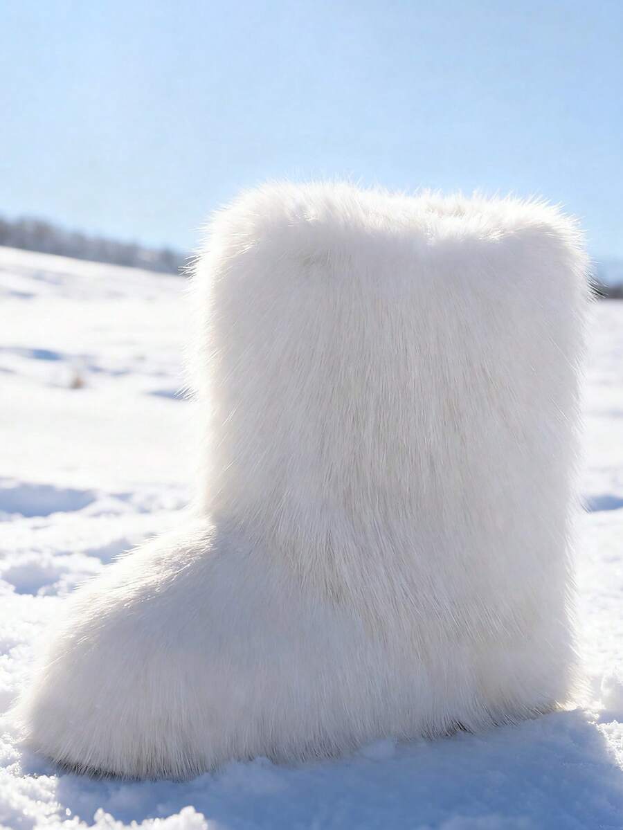 New Winter Warm Plush Faux Fur Snow Boots For Women - Dark Grey & Brown & Black Ankle Booties With Soft Lining, Cozy Slip-On Design For Cold Weather Outdoor & Indoor Wear Unisex Short Ankle Faux Raccoon Fur Snow Boots - Solid Classic Color, Super Smooth Fur Touches The Ground, Perfect For Christmas & Halloween, Y2K Style! Y2K Fashion Men's & Women's Snow Boots - Faux Raccoon Fur, Silky Smooth Floor-Reaching Fur, Solid Classic Shade, Ideal For Christmas & Halloween! Short Ankle Unisex Snow Boots With Faux Raccoon Fur - Solid Classic Color, Ultra-Smooth Fur Hits The Ground, Must-Have For Christmas & Halloween, Edgy Y2K Vibe! Christmas & Halloween Essential Faux Raccoon Fur Snow Boots (Unisex) - Solid Classic Hue, Smooth Fur Touches The Floor, Stylish Y2K Look! Y2K Short Ankle Snow Boots For Men & Women - Faux Raccoon Fur, Super Smooth Floor-Length Fur, Solid Classic Color, Great For Christmas & Halloween Celebrations! - trắng - Xem 1