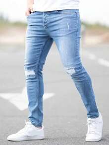 2 Stücke/Set Herren Lässig Elastische Skinny Jeans, Ganzjährig - Verschiedenfarbig - Übersicht 3