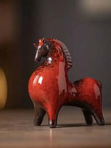 精美唐代陶瓷马雕像 - 多功能室内/室外装饰，适合家居和办公室，完美的家居饰品 - 彩色 - 查看 12