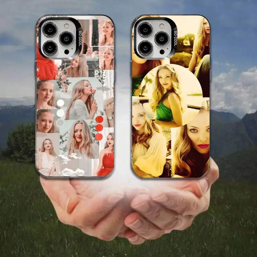 Funda de teléfono American Actress A-Amanda Seyfried 17 16 Pro Max 15 Pro 14 Plus 12 13 11 cubierta plateada colorida - Z6 - Ver 1