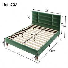 Bed Frames - Hijau + Beludru + 140cm*200cm - View 2