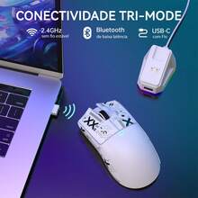 ATTACK SHARK X11 Wireless Gaming Mouse With RGB Magnetic Charging Base, PixArt PAW3311 Sensor, Ultra-Light 59g, 3 Modes (Wired/2.4G/Bluetooth), Up To 22,000 DPI, PC/WIN Compatible - 白色+貼紙 - 查看 2