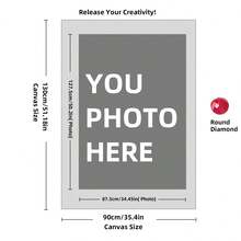 Kit di pittura a diamante personalizzata su misura per adulti, fai da te 5D, arte con punti a forma rotonda/quadrata, con foto, testo e disegno personalizzato, in varie dimensioni (20x25cm), decorazione personalizzata per la casa (Punti rotondi, 30x40cm), kit per adulti, decorazione con pittura a diamanti 5D
