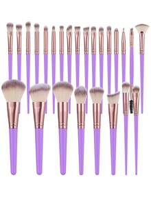 25/50pcs Makeup Brush Set, Includes Eye Shadow Brush, Eyebrow Brush, Foundation Brush, Powder Brush, Blush Brush, Concealer Brush And Highlighter Brush. Made Of Ultra-Soft Synthetic Fibers, Suitable For Daily Facial Makeup. Set Contains: Makeup Brush Set, Makeup Brush Set, Makeup Brush Set, Complete Makeup Set, Makeup Brush Set, Complete Makeup Set, Makeup Brush Set, Makeup Brush Set, Makeup Gift Set. - Purple - View 13