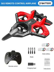 4DRC Najnowszy dron bojowy S83 z 2025 roku, zdalnie sterowany, z kontrolerem ręcznym i czujnikiem grawitacji. Posiada funkcje startu/lądowania jednym przyciskiem, obrotu o 360° i lotu w zawisie. Dodatkowo, jest to samolot bojowy/szybowiec z pianki EPP, zabawka odpowiednia zarówno dla mężczyzn, jak i kobiet. - Czerwony - Zobacz 9