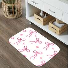 1Pc Pink Bow And Heart Pattern Bathroom Mat - Non-Slip, Quick-Drying Bathroom Mat With Soft Pink Bow And Background, Durable Rubber Backing, Machine Washable Indoor/Outdoor Rug, Suitable For Bathrooms, Bedrooms, Kitchens, And Laundry Rooms - Modern Home Decor Mat. - Nhiều màu - Xem 4