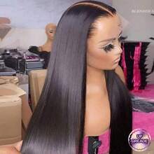 Wear & Go Bone Straight Lace Front Wigs 5x5 Glueless Wig Human Blended Hair 13x4 HD Transparent Lace Front For Women Glueless Brazilian Virgin Hair Lace Frontal Wig 200% Density Pre Plucked With Baby Hair Hairline - Natural & Black - View 4