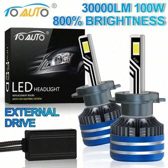  TOAUTO 2PCS H7 LED Canbus 6500K H11 H1 H3 H4 30000LM 100W HB3 9005 HB4 9006 HIR2 9012 LED Car Headlight Bulb Auto Light