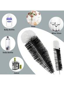 2pcs/Set Multi-Functional Bottle Cleaning Brush Set, Soft Bristle Brush With Scraper - Non-Electric, Rubber Material, Effectively Removes Residue, Space-Saving Design, Portable, Kitchen Cleaning Tool - Multicolor - View 6