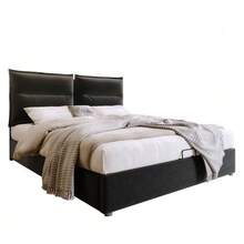 Hydraulic Double Bed With Upholstery, 140x200cm, Adjustable Headboard, Metal Slatted Base, Velvet, Modern Bed Frame With Storage Space, Large Storage Area, Grey (Mattress Not Included) - Black - View 10