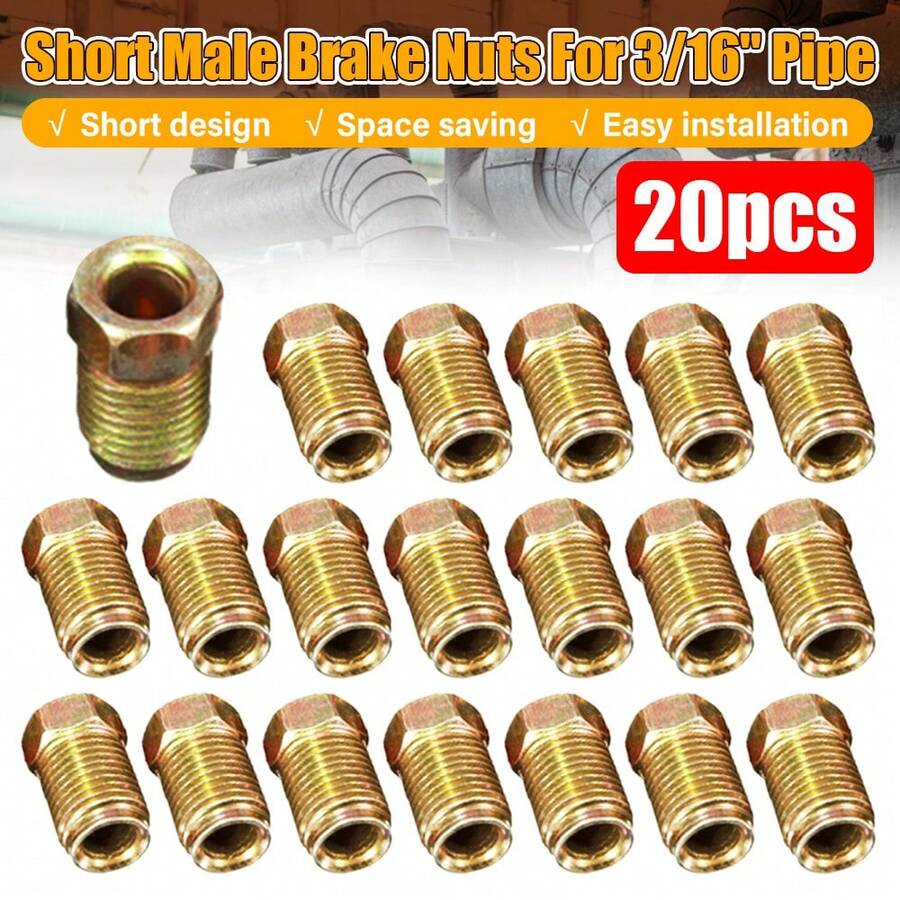 20Pcs High Quality Copper Male Short Brake Pipe Screw Nuts For 3/16 Inch Metric Braking Tubes 10mm X 1mm
