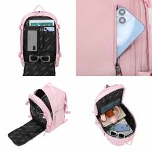 Cabin Backpack 40x20x25cm (20L) | Waterproof Travel Backpack For Airplanes | Durable Hand Luggage | Backpack For Hiking, School And Work | Black/Navy/Grey/Pink/Beige/Green - hồng - Xem 5