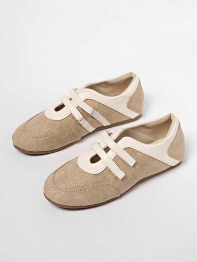 2025 Spring Retro Red Versatile Hook And Loop Mary Jane Shoes, Women Casual Round Toe Flat Leather Shoes,Ballet Flats