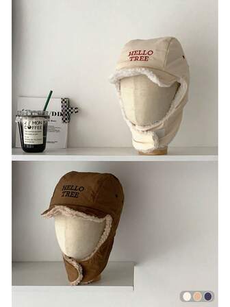 Winter Warm Thermal Earflap Hat, Embroidered Couple Outdoor Cycling Windproof Ski Aviator Hat, Small Face Flattering Trapper Hat With Scarf, Thermal Lined Ear Protection Cap For Skiing, Riding