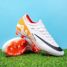 男士舒适专业室内草地足球鞋，适合五人制室内/室外专业足球训练 - 橘色 - 查看 5