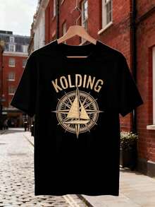 Nationales Segel-T-Shirt mit Grafikprint, hochwertiger Stoff, Grafikdesign, lässig, atmungsaktiv - Schwarz - Übersicht 2