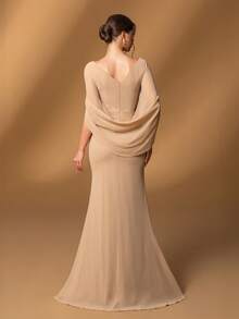 Faeriesty Mosy Elegant Boat Neck Bridal Mother Gown With Sweep Train Sleeves & Mermaid Tail Hem Featuring Draped Detailing - Formal Mother Of The Bride Dress Perfect For Weddings, Gala Dinners, Award Ceremonies, Charity Balls, And Black-Tie Events