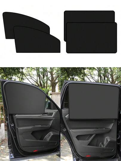 2片装磁吸式汽车车窗遮阳帘 - 通用型防晒遮阳帘，有效阻挡紫外线并保护隐私，适合露营/午睡，适用于大多数车型