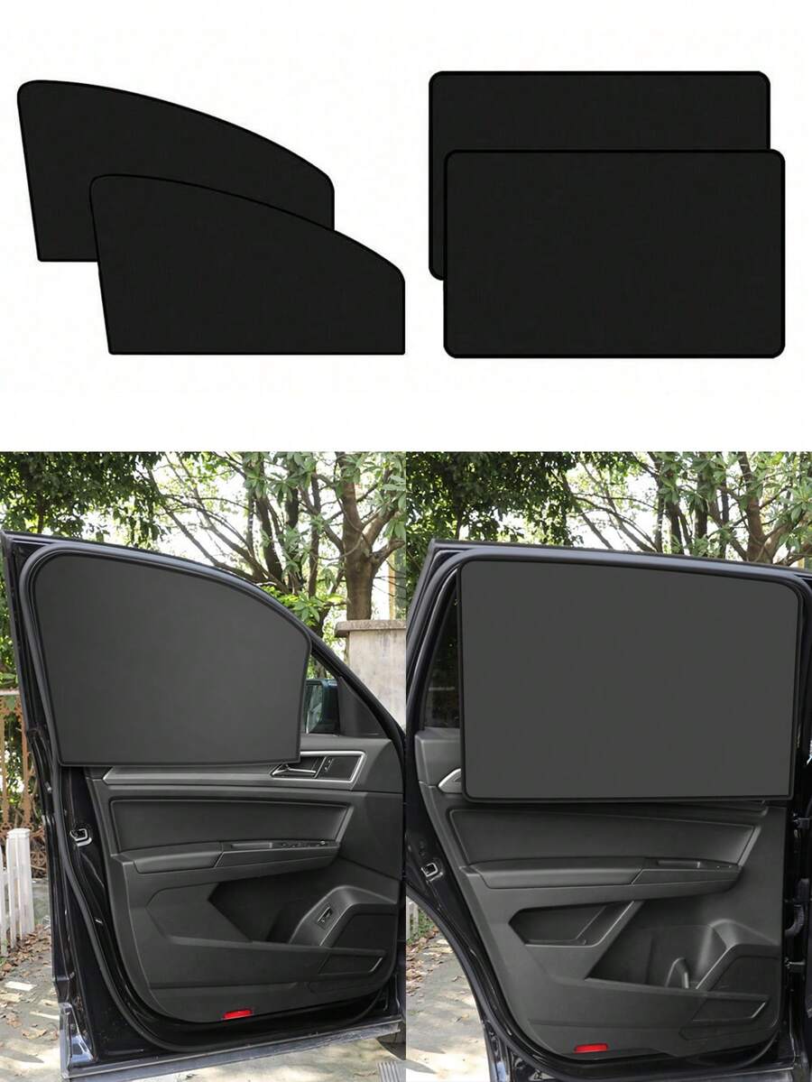 2PCS Magnetic Car Window Shades - Universal Sun Blockers For UV Protection & Privacy, Blackout Curtains For Camping/Napping, Fits Most Vehicles