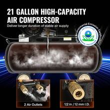 Compresor de aire a gas  de 7 HP, tanque de compresor de aire horizontal de 21 galones, sistema de aire comprimido con bomba de pistón accionada por gas de 9 CFM a 115 PSI con presión máxima de 115 PSI para talleres en sitios de construcción - 21 galones - Ver 3
