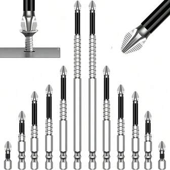 12-Pack Magnetic Screwdriver Bit Set | S2 Alloy PH/Hex/Torx Tips - Rust-Resistant & Anti-Slip | Precision Electronics/Furniture/Auto Repair Kit | Fast Shipping