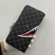 New Multi-Compartment European And American Fashion Wallet, PU Anti-Wear Clutch Bag, Men Large Capacity Multi-Card Slot Zipper Handbag - Black - View 4