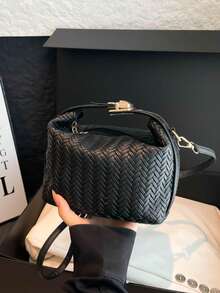 Fashionable Contrast Color Handbag, Versatile For Commuting - Black - View 10