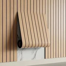 Yutianli PVC Slat Wall Panel Peel And Stick 236"X 15.7" Faux Wood Slat Panel Artificial Oak Wood Grain Self-Adhesive Soundproof 3D Wall Panel For Walls And Ceilings - 236"x15.7"+煙燻色 - 查看 7