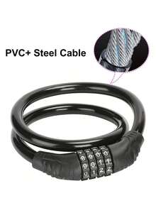 Bike Locks Cable,Anti Theft Bicycle Lock Chain,4 Digit Security Resettable Bike Combination Lock Self Coiling Combination Cable Combo Bike Locks Without Mounting Bracket,2 Feetx1/2 Inch (Black)