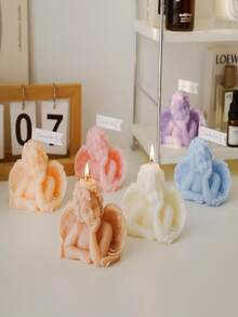 This 1-Piece Adorable Angel-Shaped Scented Candle Holder Is A Perfect Valentine's Day Gift. An Artistic Soybean Candle, It's Suitable For Decorating Desks, Offices, Bedrooms, And Bedside Tables. A Perfect Gift For Friends, Family, Classmates, And Colleagues. A Handmade Scented Candle, It's Also A Great Birthday Or Graduation Gift, And A DIY Home Decor Craft. - Multicolor - View 3