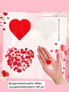 5000 Pieces Tissue Paper White And Red Heart Confetti For Valentines Day Decorations - Heart Sprinkles For Romantic Table Decorations For Wedding Day, For Vase Filling, Valentine's Day, Weddings, And Home Decorations, Wedding Anniversary, Engagement/Proposal Party Supplies, Romantic Party - Multicolor - View 4