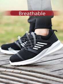 1双男士钢头靴，防刺穿、防压、防滑，舒适轻便，适合户外探险、建筑工地、徒步旅行、日常维护等场合。 - 黑色 - 查看 4