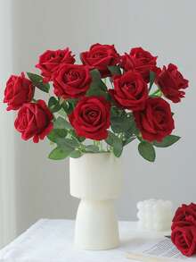 1/3支仿真玫瑰，19.69英寸（约50厘米）仿真天鹅绒玫瑰，长茎，优雅花卉，适用于婚礼装饰、新娘捧花、家居、酒店、花园装饰、花瓶装饰、情人节礼物、节日餐桌装饰 - 彩色 - 查看 11