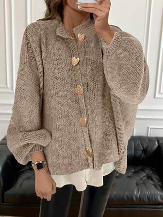 Freeform Autumn/Winter Women Plus Size Cardigan Sweater, Long Length, Fashion Minimalist Business Casual Commute Elegant Resort Warm High-End Versatile Slimming Victory Day Ladies Cute Top Korean Style