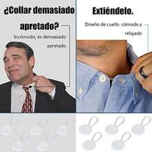 Elásticos prémium para camisa de vestido, extensores de cuello, extensor de cuello invisible cómodo y premium, agrega 2,5 cm instante, extensores de botones para camisas de vestir de hombre(Plata 10 Piezas) - Multicolor - Ver 5