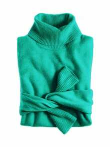MONNEI Solid Color Turtleneck Sweater Blouse Knit Turtleneck - Mint Green - View 1