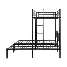 Twin Over Twin Over Twin Bunk Bed ,Triple Bunk Bed With A Vertical Ladder, Metal Frame Bunk Bed With Safety Rail, Twin Over Twin Over Twin Triple Bunk - White + Metal - View 9