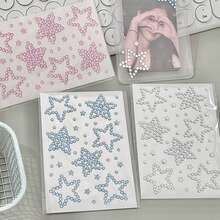 8 Styles Wholesale Cute Mini Butterfly, Heart, Star Shaped Rhinestone Stickers, Suitable For Decorating Scrapbooks, Notebooks, Phone Cases, Face, Strong Adhesiveness, Pink & Blue Color Scheme - Multicolor - View 16