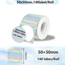 1 卷全新全息热敏标签打印纸，5 厘米圆形热敏标签贴纸，适用于 DIY、姓名标签、礼品包装，兼容 M200/M210/M110/M3/M120/M108/P50/P80/P1/P2 标签打印机 - 彩色 - 查看 21