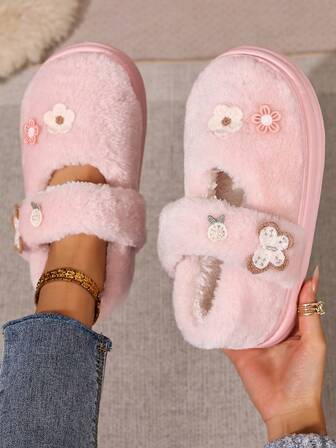 Botas de nieve de suela gruesa con decoración de mariposa de moda para exteriores 2025